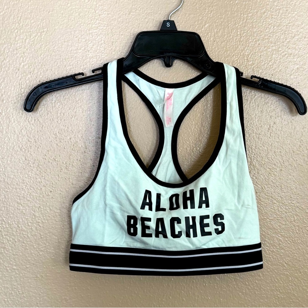 Pink Victoria’s Secret aqua aloha beaches graphic sports bra small